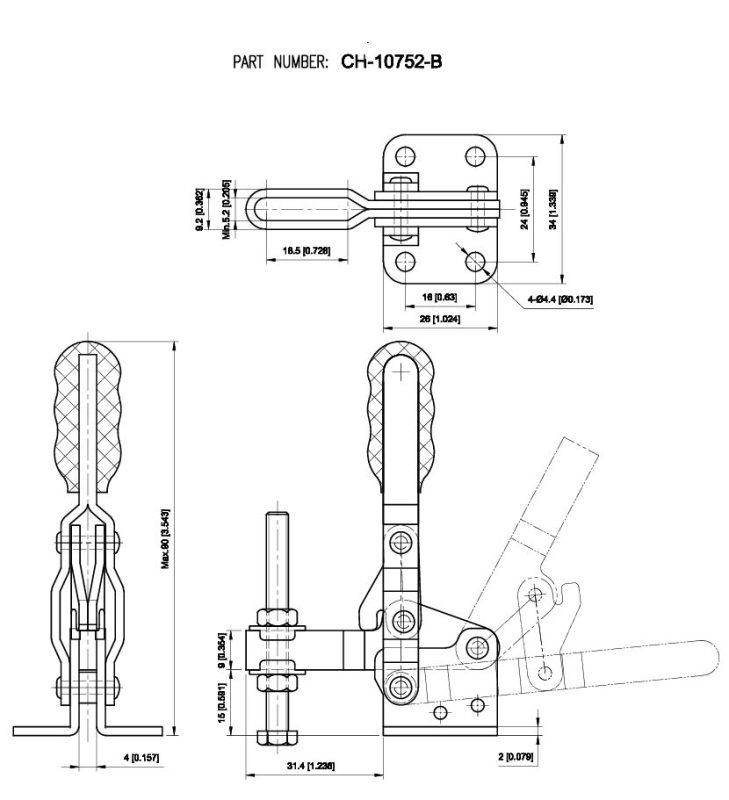 thông số kỹ thuật kẹp định vị đứng CH-10752-B