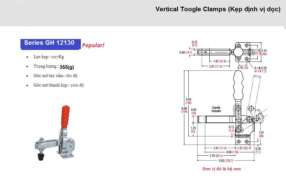 Thông số kỹ thuật kẹp định vị GH 12130
